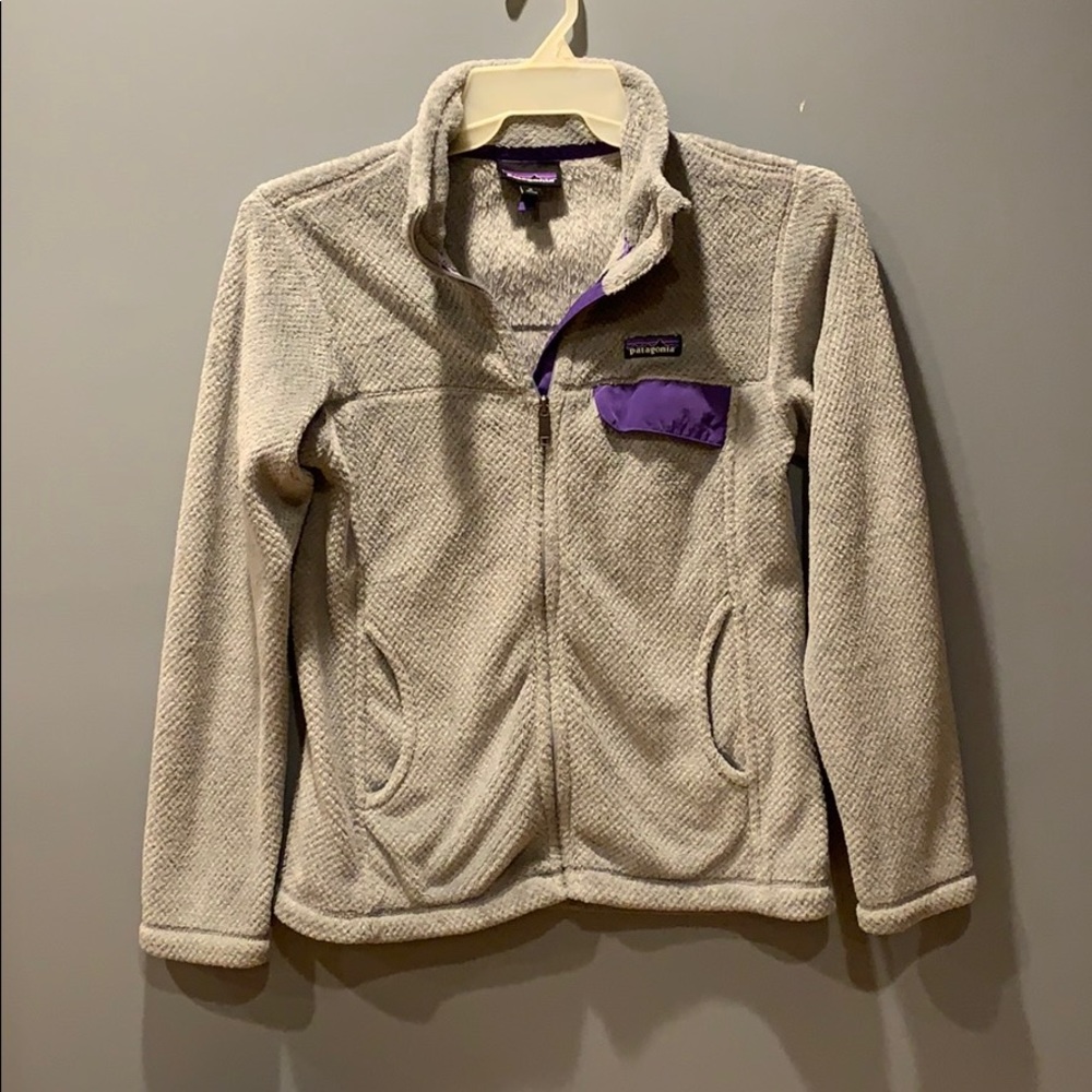 Women’s Patagonia Zip-Up Jacket Grey with Purple